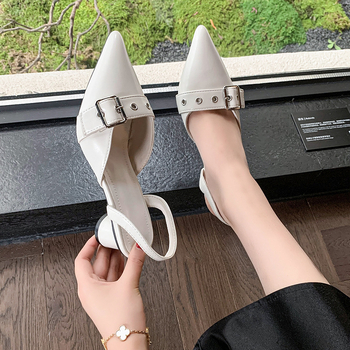 Νέα γυναικεία σανδάλια άνοιξη και καλοκαίρι 2025 με αγκράφα ζώνης και πριτσίνια, γυναικεία ευρωπαϊκά και αμερικανικά μοντέρνα μεγάλα μεγέθη, γυναικεία παπούτσια εξωτερικού εμπορίου