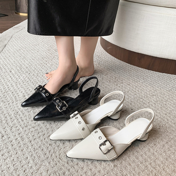 Νέα γυναικεία σανδάλια άνοιξη και καλοκαίρι 2025 με αγκράφα ζώνης και πριτσίνια, γυναικεία ευρωπαϊκά και αμερικανικά μοντέρνα μεγάλα μεγέθη, γυναικεία παπούτσια εξωτερικού εμπορίου