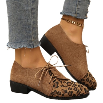Dámske ležérne topánky pre väčšie veľkosti, jeseň a zima 2024, nové retro leopardové módne topánky s hráškom