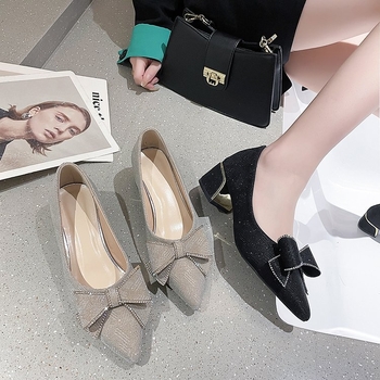 Νέα Άνοιξη και Φθινόπωρο 2023 Ψηλοτάκουνα Παπούτσια, Γυναικεία Φλατ με Μυτερές Μύτες, Φλατ με Μέσο Τακούνι, Μοντέρνα και Ευέλικτα