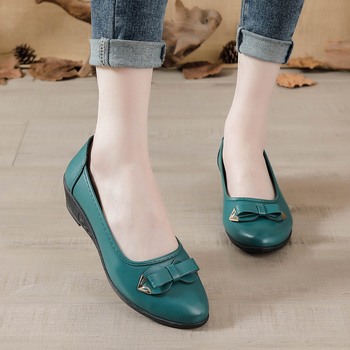 Nové dámske kožené topánky, materské topánky, pohodlné mäkké kožené materské topánky, kuchynské pracovné ploché topánky KFC, dámske topánky