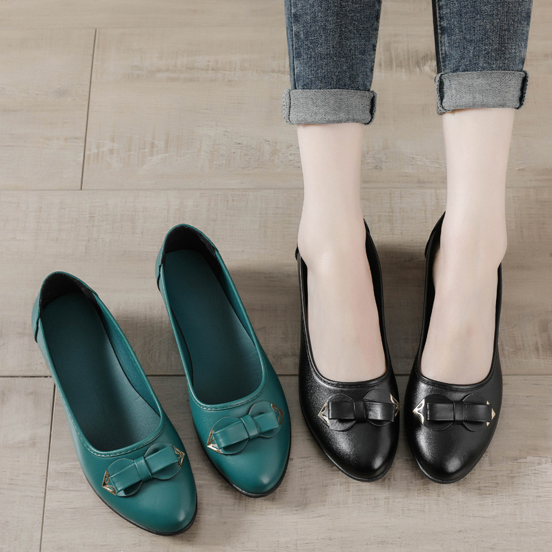 Nové dámske kožené topánky, materské topánky, pohodlné mäkké kožené materské topánky, kuchynské pracovné ploché topánky KFC, dámske topánky