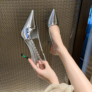 Άνοιξη και καλοκαίρι 2023, νέα ασημένια ψηλοτάκουνα Rhinones, γυναικεία σανδάλια με τακούνι στιλέτο, για γυναίκες, σε μέγεθος plus size.