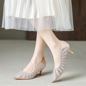 Luxusné topánky na vysokých podpätkoch pre ženy, nové elegantné šaty s plytkými ústami, elegantné jednovrstvové topánky s jehlovým podpätkom 6681-ES6