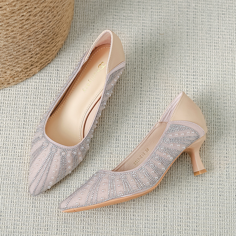 Luxusné topánky na vysokých podpätkoch pre ženy, nové elegantné šaty s plytkými ústami, elegantné jednovrstvové topánky s jehlovým podpätkom 6681-ES6