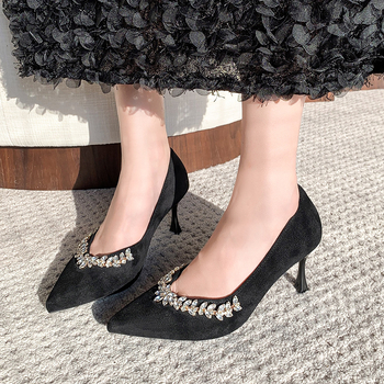 Άνοιξη και Καλοκαίρι 2025 Νέα Κορεάτικα Παπούτσια με Στρας και Μυτερά Δάχτυλα, Τακούνια Στιλέτο, Μοντέρνα Επαγγελματικά Γυναικεία Παπούτσια Χονδρικής