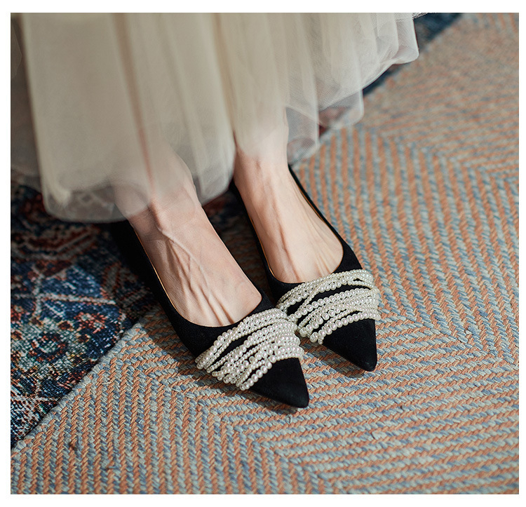 Prekogranična vanjska trgovina Europska i američka kvaliteta Pearl Fairy Style Modne cipele Retro francuske nišne ravne ženske cipele Proizvodnja