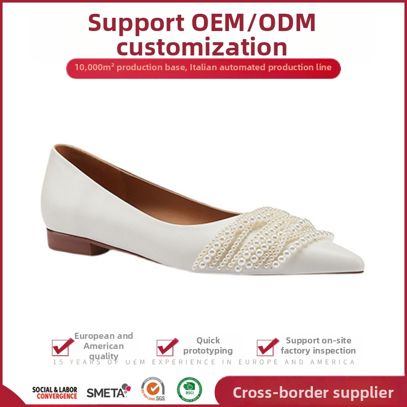 Prekogranična vanjska trgovina Europska i američka kvaliteta Pearl Fairy Style Modne cipele Retro francuske nišne ravne ženske cipele Proizvodnja