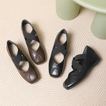 Tvornica Ravna Kosa 2025 Proljeće/Ljeto Novi Style Unutarnje Visine Povećavajuće Pojedinačne Cipele Vilinski Stil Retro Križne Remenčiće Mary Jane Ženske Cipele