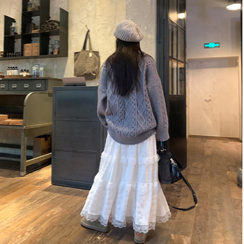 Λευκό φόρεμα μπαλέτου σε στυλ 2024 με απαλή ψηλή μέση, γραμμή Α, δαντέλα και ραφές, φόρεμα με νεράιδες για γυναίκες