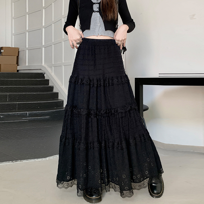 Baletné biele polodlhé šaty 2024 Jemné šaty s vysokým pásom v áčkovom strihu s čipkou a prešívaním, rozprávková torta, pre ženy