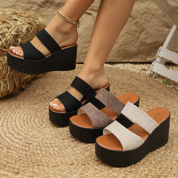 2025. aasta suvine uus ühevärviline kaherealine konts, paks tald, pluss-suuruses vabaaja naiste sandaalid ja sussid, tootjate partiipõhine tootmine