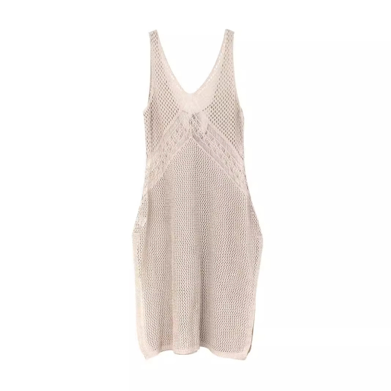 Zahraničný obchod cez hranice Európy a Spojených štátov amerických, výrobcovia z Amazonu, bez rukávov s golierom V, duté šaty na plážovú dovolenku na jar a v lete