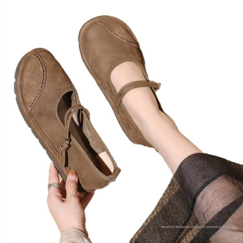 Dámske topánky v etnickom štýle, vintage, jednovrstvové, jar 2025, nové, ploché, s mäkkým podrážkou, pohodlné, ležérne, cezhraničné, plus size, plytké, Mutou topánky