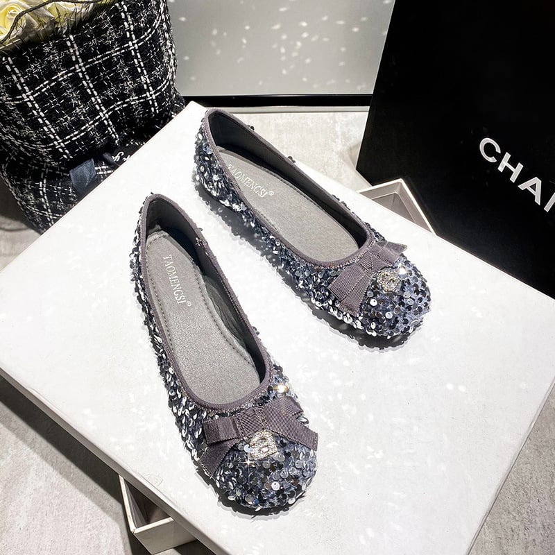 833 Huidong Yixinda Plitke usnice s blistavim perlicama i mašnom, elegantne male ravne cipele s debelim potplatom za žene, zima