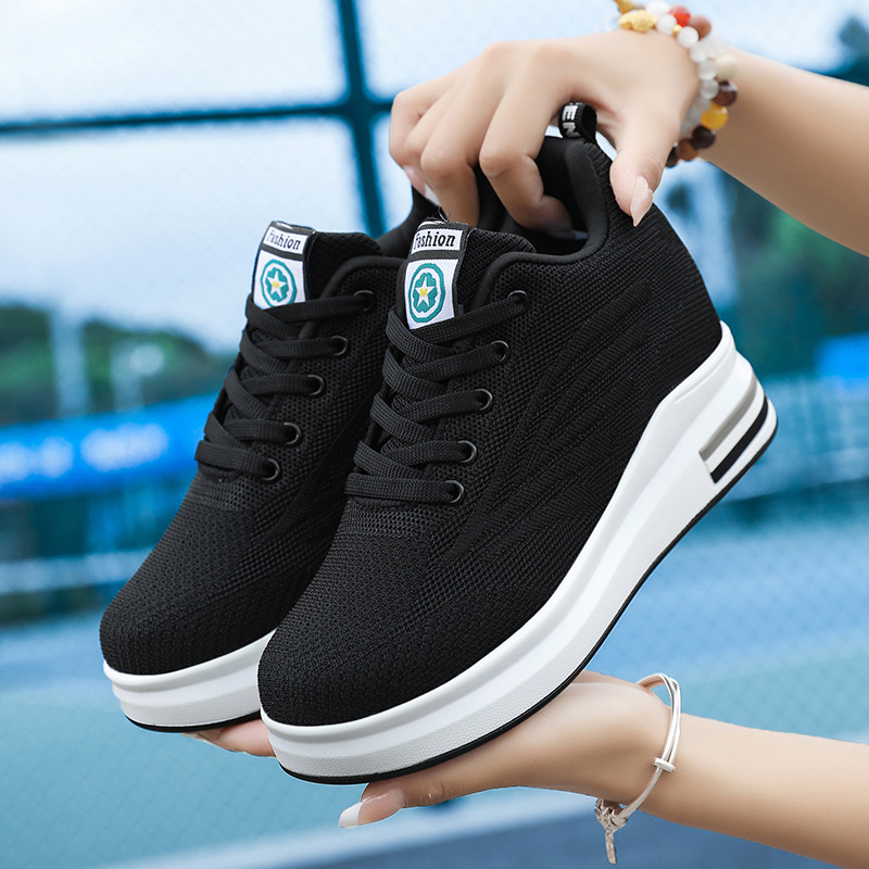 Dlhodobá dostupnosť, Priedušná, neviditeľná a výškovo pletená dámska obuv, Ležérne tenisky s hrubou podrážkou, Dámske balerínky