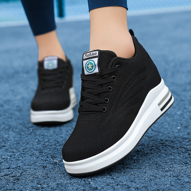Dlhodobá dostupnosť, Priedušná, neviditeľná a výškovo pletená dámska obuv, Ležérne tenisky s hrubou podrážkou, Dámske balerínky