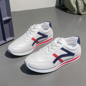 Pantofi sport casual albi pentru femei 2024 Pantofi sport din piele respirabili pentru femei la modă în stil K, pantofi sport și casual Forrest Gump