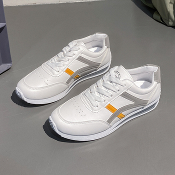 Pantofi sport casual albi pentru femei 2024 Pantofi sport din piele respirabili pentru femei la modă în stil K, pantofi sport și casual Forrest Gump