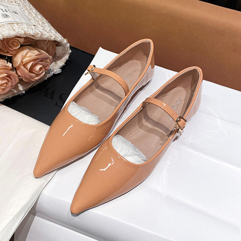 Γυναικεία παπούτσια Mary Jane με μυτερή μύτη και ρηχό στόμα του 2024, φλατ παπούτσια, λουστρίνι, γυναικεία νυφικά παπούτσια