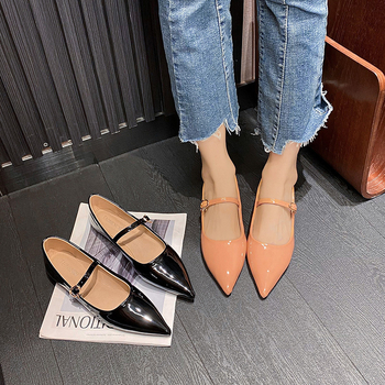 Γυναικεία παπούτσια Mary Jane με μυτερή μύτη και ρηχό στόμα του 2024, φλατ παπούτσια, λουστρίνι, γυναικεία νυφικά παπούτσια