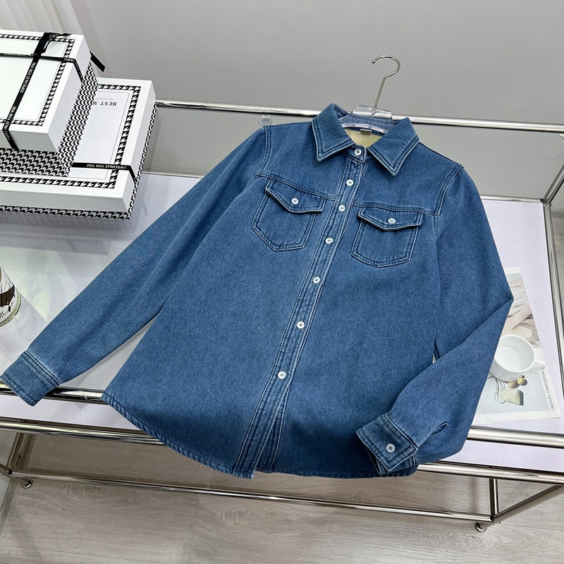 Rudens ir žiemos tamsiai mėlynos spalvos vilnos pamušalu stori šilti karvės odos marškiniai moterims, senėjimą stabdantys korėjietiški ploni viršutiniai drabužiai, madingi vidiniai marškinėliai