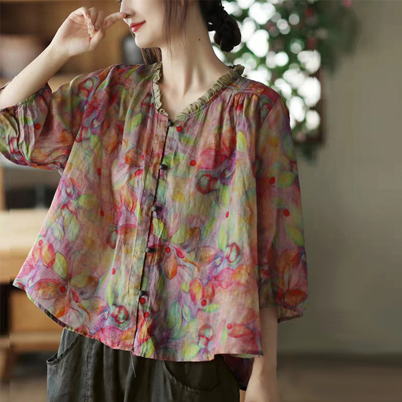 Didelio dydžio moteriški drabužiai mamai, vasariniai etninio stiliaus marškinėliai, liekninantys viršūnėlės apkūnioms mergaitėms, dengiantys pilvuką trumpomis rankovėmis, moteriški marškinėliai