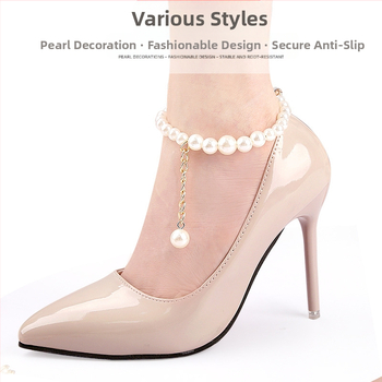 Perlų deimantinė grandinėlė Deimantiniai raišteliai be aukštakulnių batelių be kulno, raišteliai su apsauga nuo kritimo ant kulno