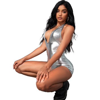 Διασυνοριακή Amazon wish fashion σέξι νυχτερινό κέντρο διασκέδασης γυναικεία ψηλόμεση ολόσωμη φόρμα χωρίς πλάτη με βαθύ V και κορδόνια, καυτή κοπέλα