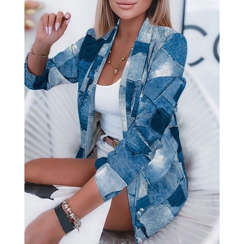 Ευρωπαϊκό και αμερικανικό διασυνοριακό ανεξάρτητο σταθμό 2024 γυναικείο νέο ανοιξιάτικο μπουφάν με τυπωμένο μικρό κοστούμι