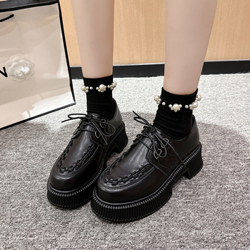 2024 Νέα Μόδα Γυναικεία Μοκασίνια με Χοντρή Σόλα, Στρογγυλή Μύτη, Ψηλοτάκουνα, Ευέλικτα, Casual Παπούτσια