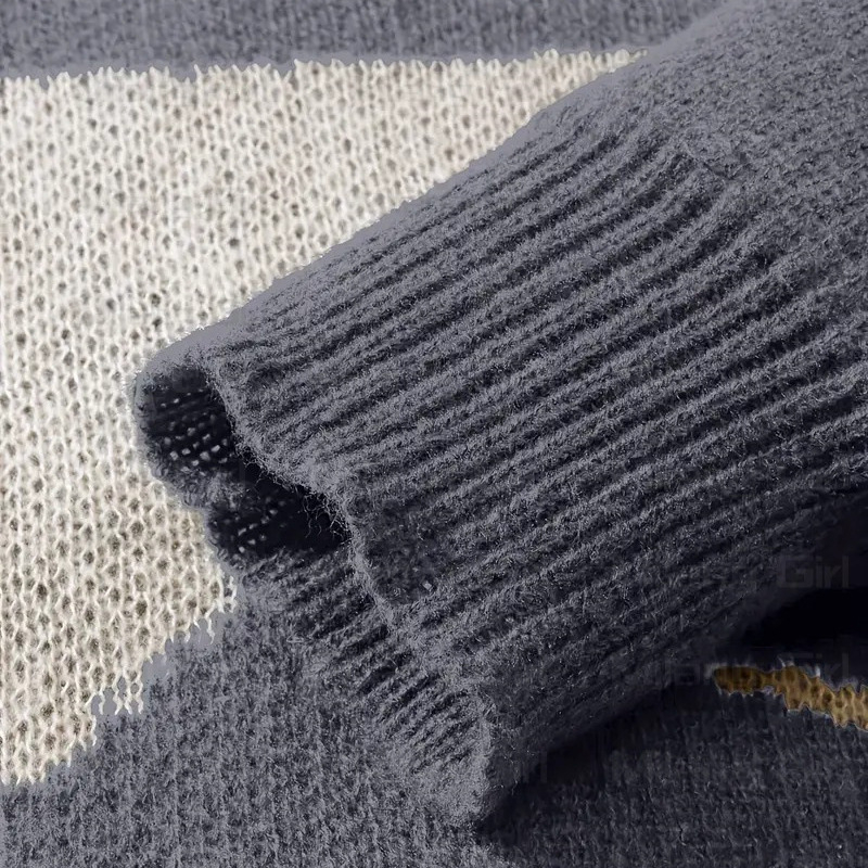 Transfrontaliere nou casual pulover pisică model jacquard tricotat tricou cu mânecă lungă distinctiv confortabil lejer cald pulover