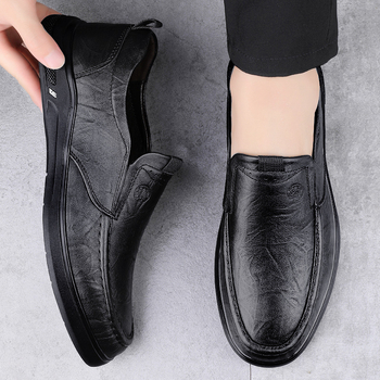 Κλασικά ανδρικά παπούτσια από γνήσιο δέρμα αγελάδας, casual δερμάτινα παπούτσια, αναπνεύσιμα φθινοπωρινά παπούτσια με μαλακό πάτο και απαλό ξεφλούδισμα, slip-on, χαλαρά παπούτσια