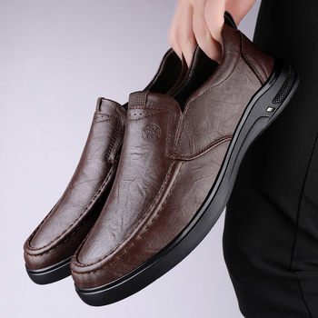 Κλασικά ανδρικά παπούτσια από γνήσιο δέρμα αγελάδας, casual δερμάτινα παπούτσια, αναπνεύσιμα φθινοπωρινά παπούτσια με μαλακό πάτο και απαλό ξεφλούδισμα, slip-on, χαλαρά παπούτσια