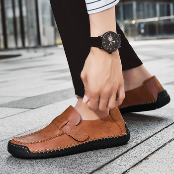 Tarpvalstybinė užsienio prekyba Laisvalaikio vyriški verslo „Doug“ batai Odiniai batai Vyriški užmaunami batai Lengvi, universalūs paprasti odiniai batai, plius dydžio