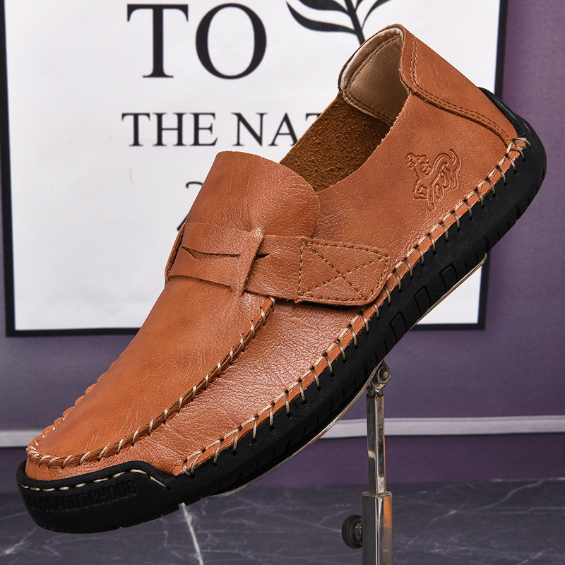 Tarpvalstybinė užsienio prekyba Laisvalaikio vyriški verslo „Doug“ batai Odiniai batai Vyriški užmaunami batai Lengvi, universalūs paprasti odiniai batai, plius dydžio