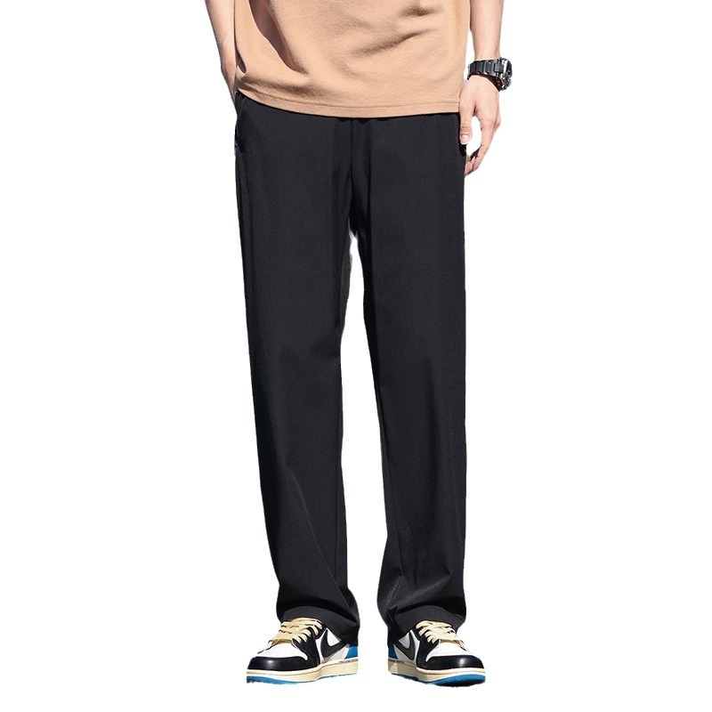 Muške hlače od ledeno svilenog odijela, široke nogavice, proljetne i jesenske drapirane ležerne hlače, modni brend, široke sportske hlače za brisanje, tanke hlače odijela