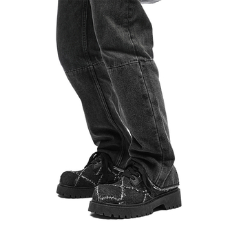 Λευκά πανκ παπούτσια φθινόπωρο Νέα με χοντρές σόλες Casual μόδα Όμορφα δερμάτινα παπούτσια με κορδόνια Παπούτσια μονής στρώσης Παπούτσια denim derby