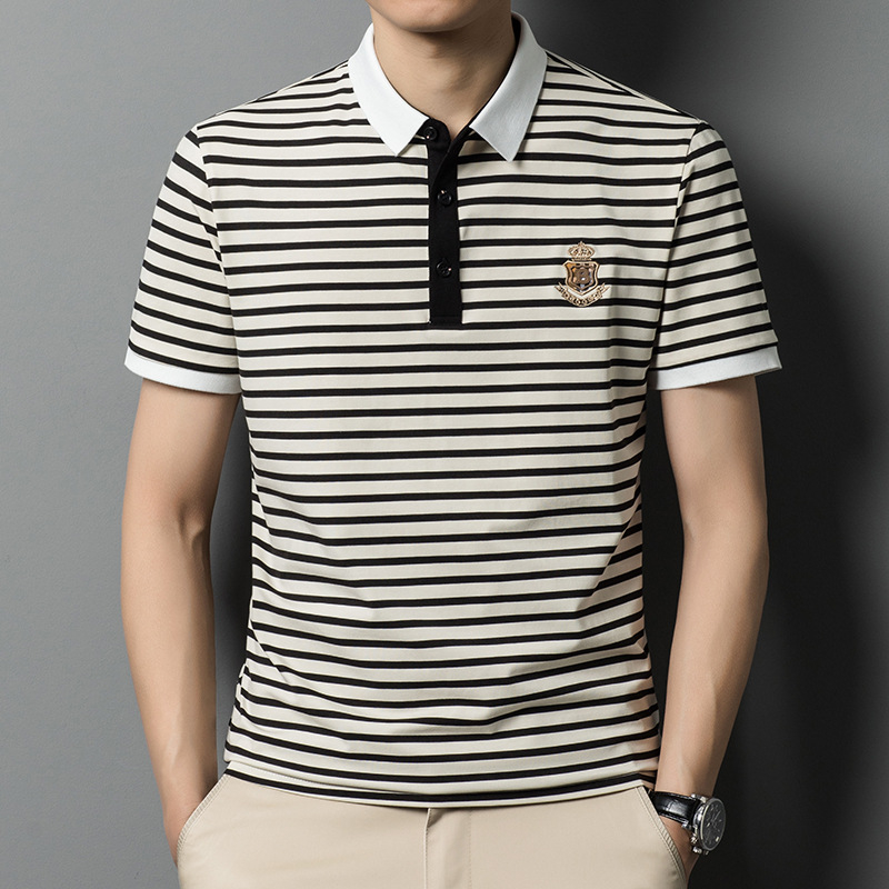 2024. gada jaunpienācējs svītrains īsroku polo krekls vīriešiem vasaras jauniešiem moderns Lel džemperis tops vīriešu īsais T-krekls