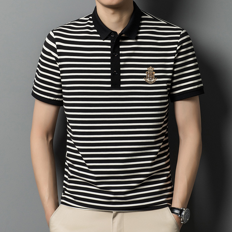 2024. gada jaunpienācējs svītrains īsroku polo krekls vīriešiem vasaras jauniešiem moderns Lel džemperis tops vīriešu īsais T-krekls