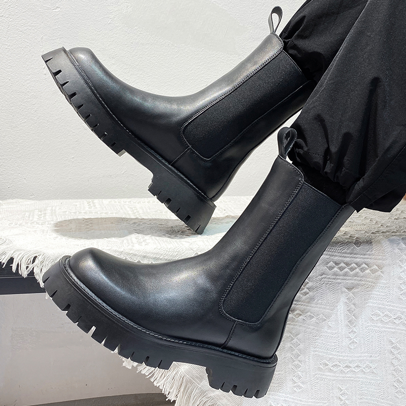 Meeste Briti stiilis Chelsea saapad, kõrged korstnahast saapad, hingavad meeste mootorrattasaapad