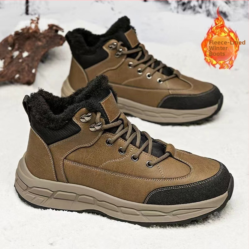 Pánske zimné snehové topánky s flísovou podšívkou, zahustené, teplé severovýchodné bavlnené topánky, pánske outdoorové topánky s protišmykovou podšívkou do -40 stupňov.