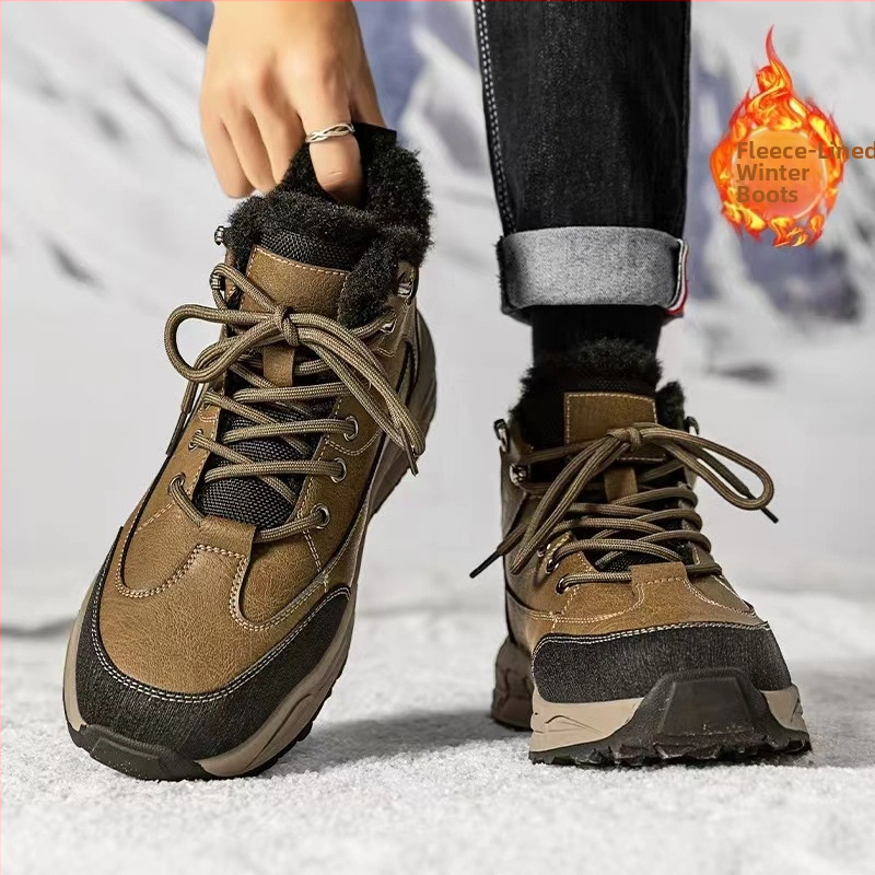 Pánske zimné snehové topánky s flísovou podšívkou, zahustené, teplé severovýchodné bavlnené topánky, pánske outdoorové topánky s protišmykovou podšívkou do -40 stupňov.