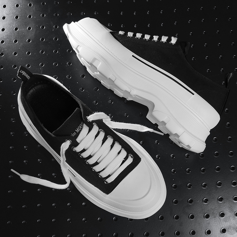 Audekla apavi vīriešu platformas īsi augstuma palielinošas kedas korejiešu stila moderni elpojoši ikdienas balti apavi hiphopa apavi