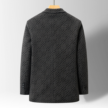 Vidutinio amžiaus tėčio šenilinis kostiumas, vyriškas rudens ir žiemos vilnonis švarkas, laisvalaikio rudens ir žiemos kostiumas, vyriškas šiltas kostiumas