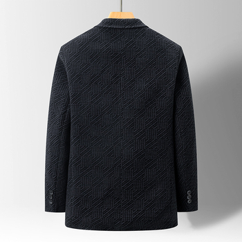 Vidutinio amžiaus tėčio šenilinis kostiumas, vyriškas rudens ir žiemos vilnonis švarkas, laisvalaikio rudens ir žiemos kostiumas, vyriškas šiltas kostiumas