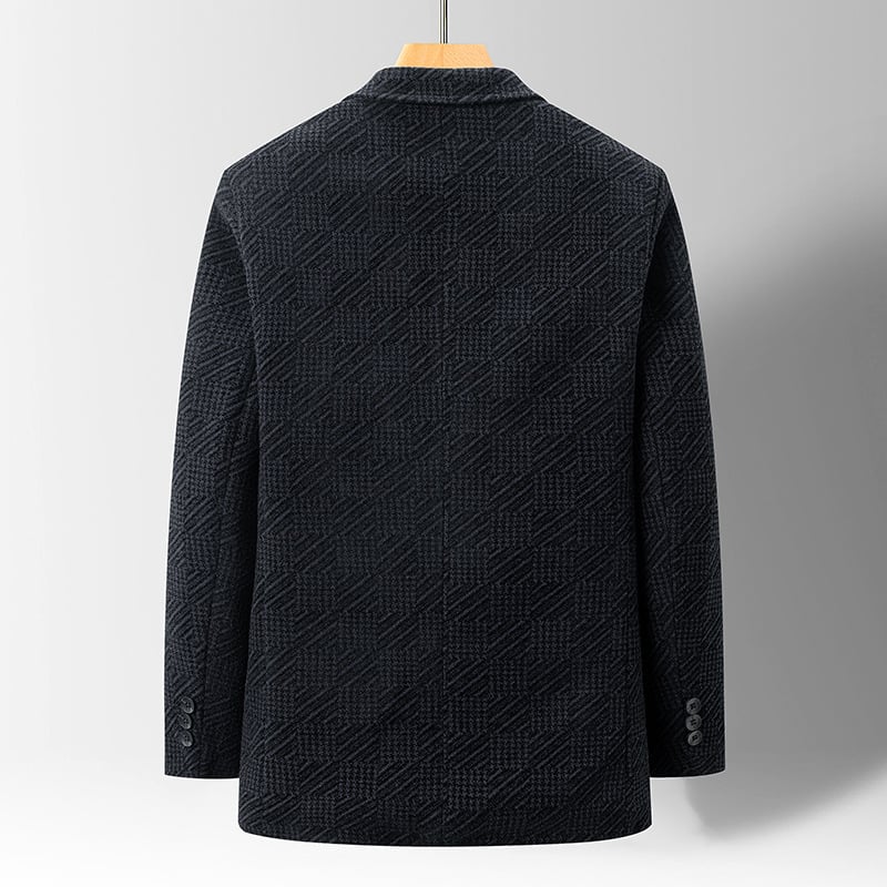 Vidutinio amžiaus tėčio šenilinis kostiumas, vyriškas rudens ir žiemos vilnonis švarkas, laisvalaikio rudens ir žiemos kostiumas, vyriškas šiltas kostiumas