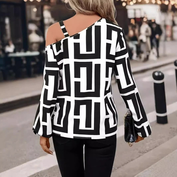 2024 Nová nezávislá stanica Amazon Jesenné európske a americké módne šitie Voľné ležérne topy Dámska potlač