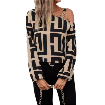 2024 Nová nezávislá stanica Amazon Jesenné európske a americké módne šitie Voľné ležérne topy Dámska potlač