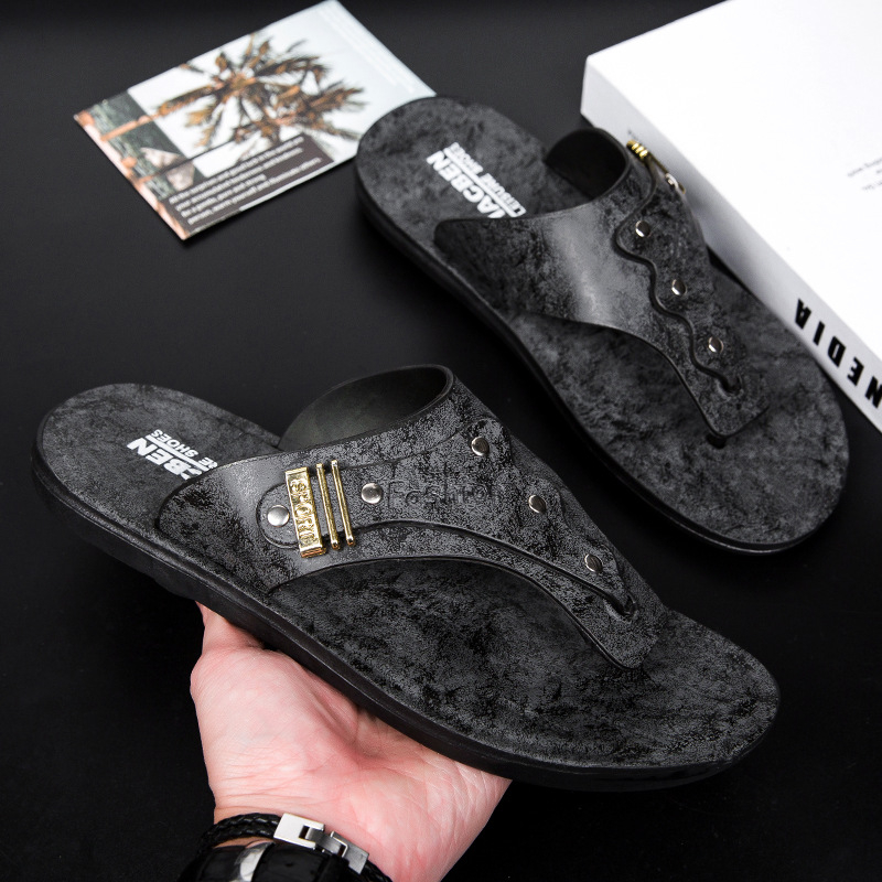 Vyriškos šlepetės vasarinėms naujoms minkšto dugno neslidžioms sandalėms paaugliams, paplūdimio viršutiniai drabužiai, laisvalaikio mados šlepetės